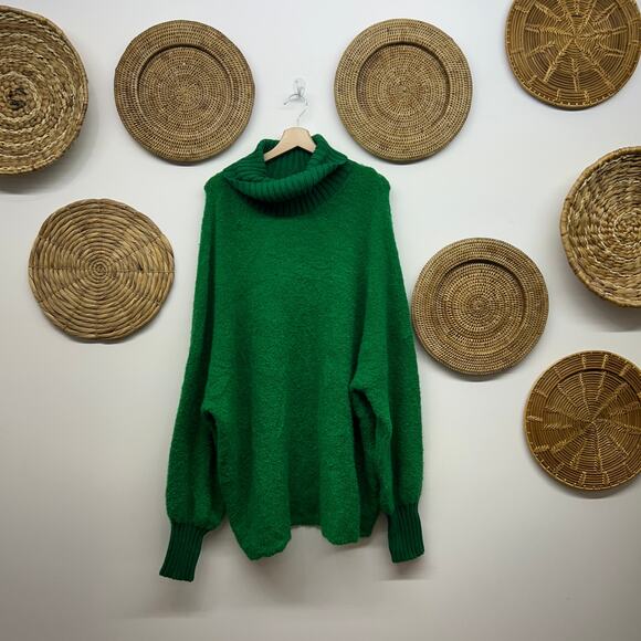 Offline by Aerie Oversized Turtleneck Sweater XL Green Cozy Knit Winter - Picture 2 of 7